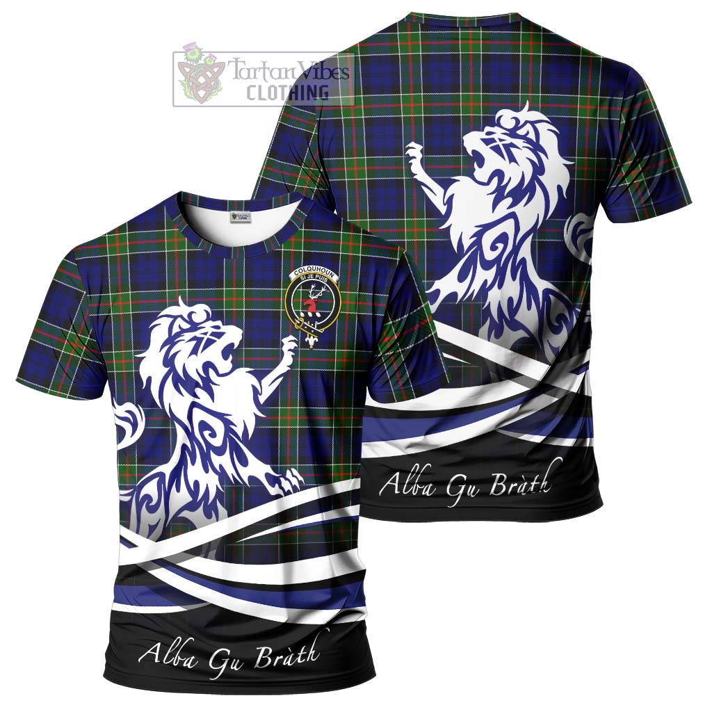 Tartan Vibes Clothing Colquhoun Modern Tartan Cotton T-shirt with Alba Gu Brath Regal Lion Emblem