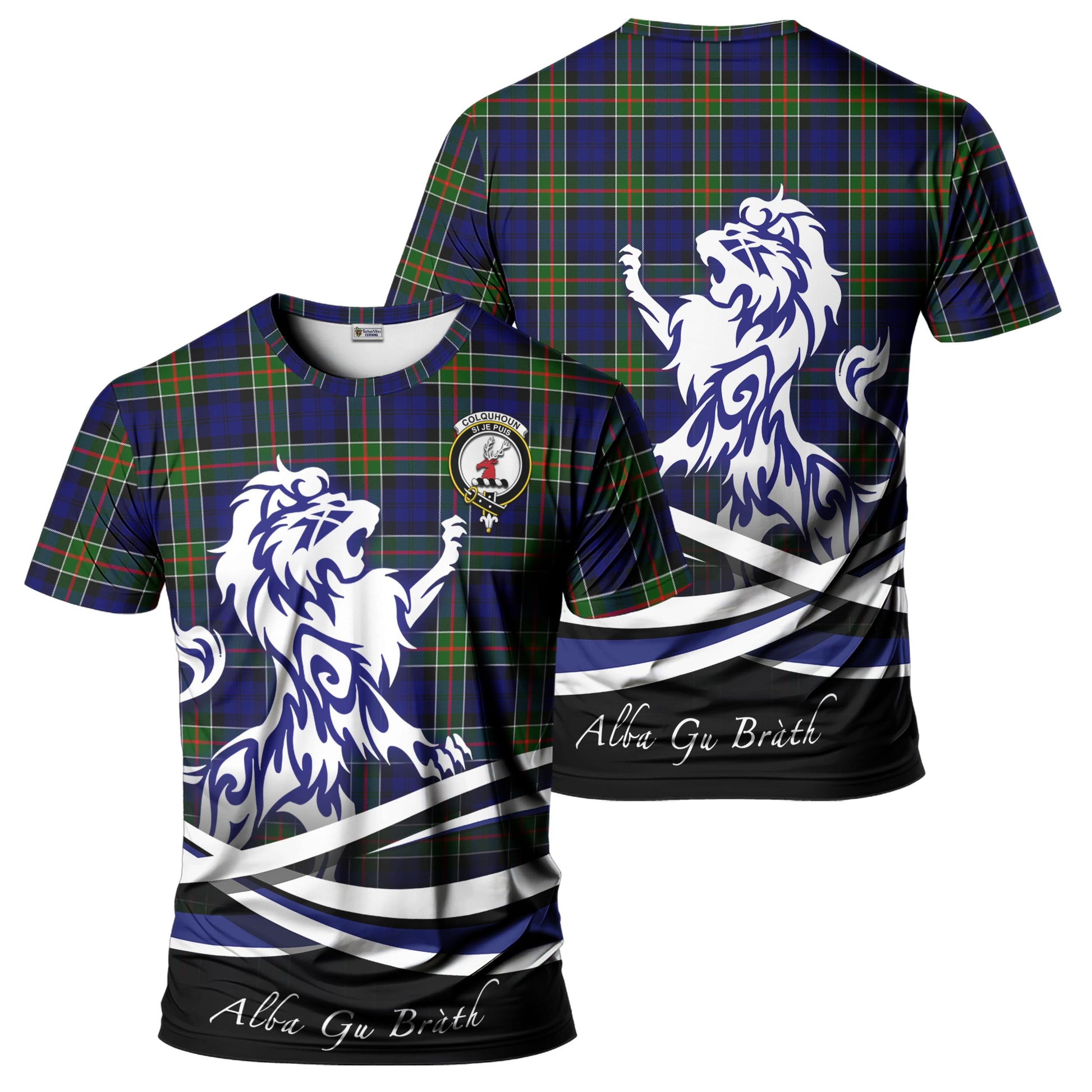 colquhoun-modern-tartan-t-shirt-with-alba-gu-brath-regal-lion-emblem