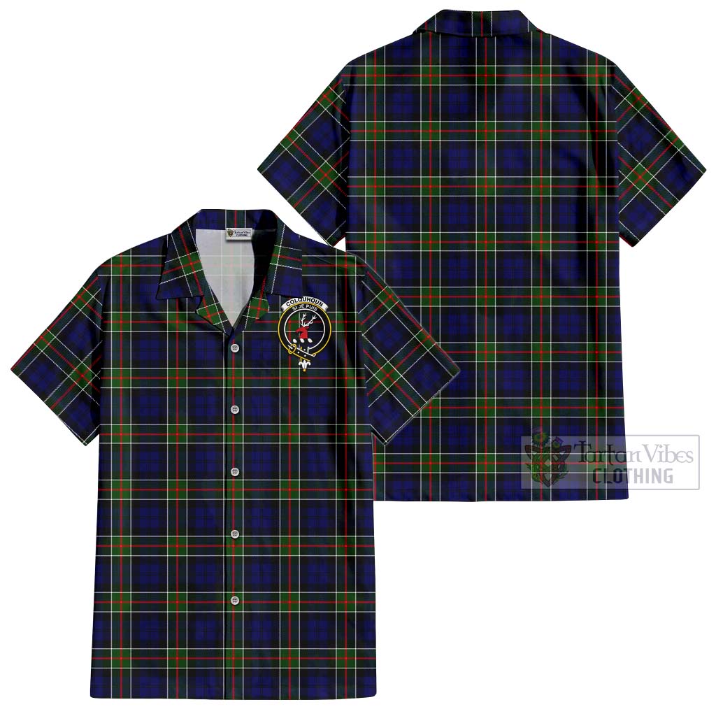 Tartan Vibes Clothing Colquhoun Modern Tartan Cotton Hawaiian Shirt with Family Crest