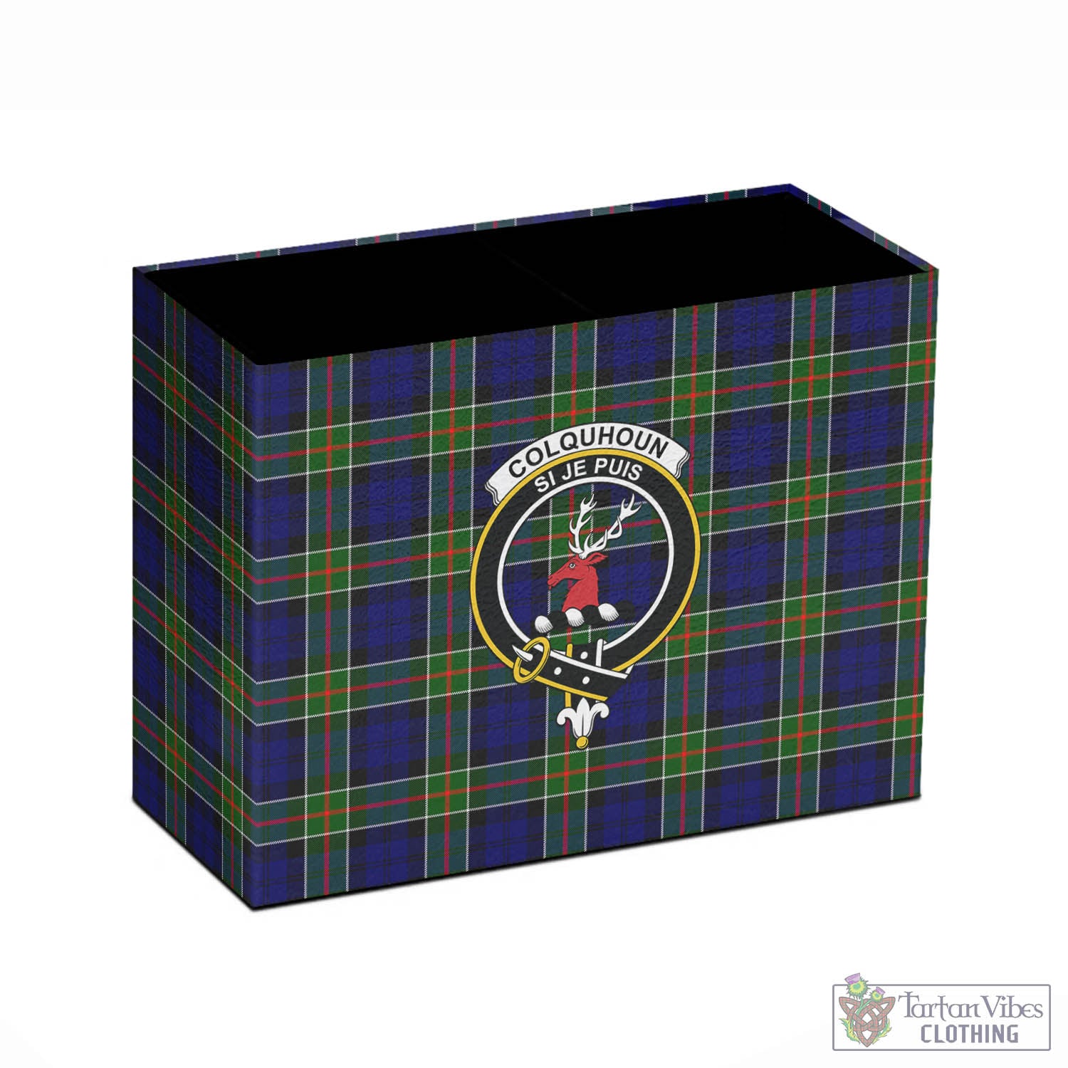 Tartan Vibes Clothing Colquhoun Modern Tartan Pen Holder with Family Crest