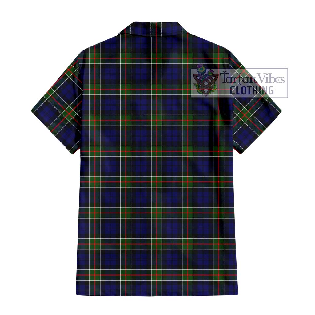 Tartan Vibes Clothing Colquhoun Modern Tartan Short Sleeve Button Shirt with Family Crest DNA In Me Style