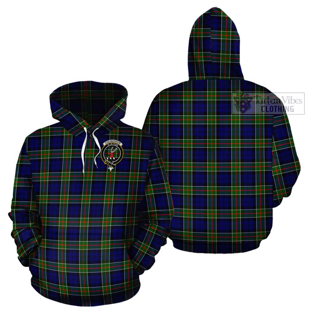 Tartan Vibes Clothing Colquhoun Modern Tartan Cotton Hoodie with Family Crest