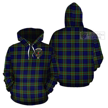 Colquhoun Tartan Cotton Hoodie with Family Crest