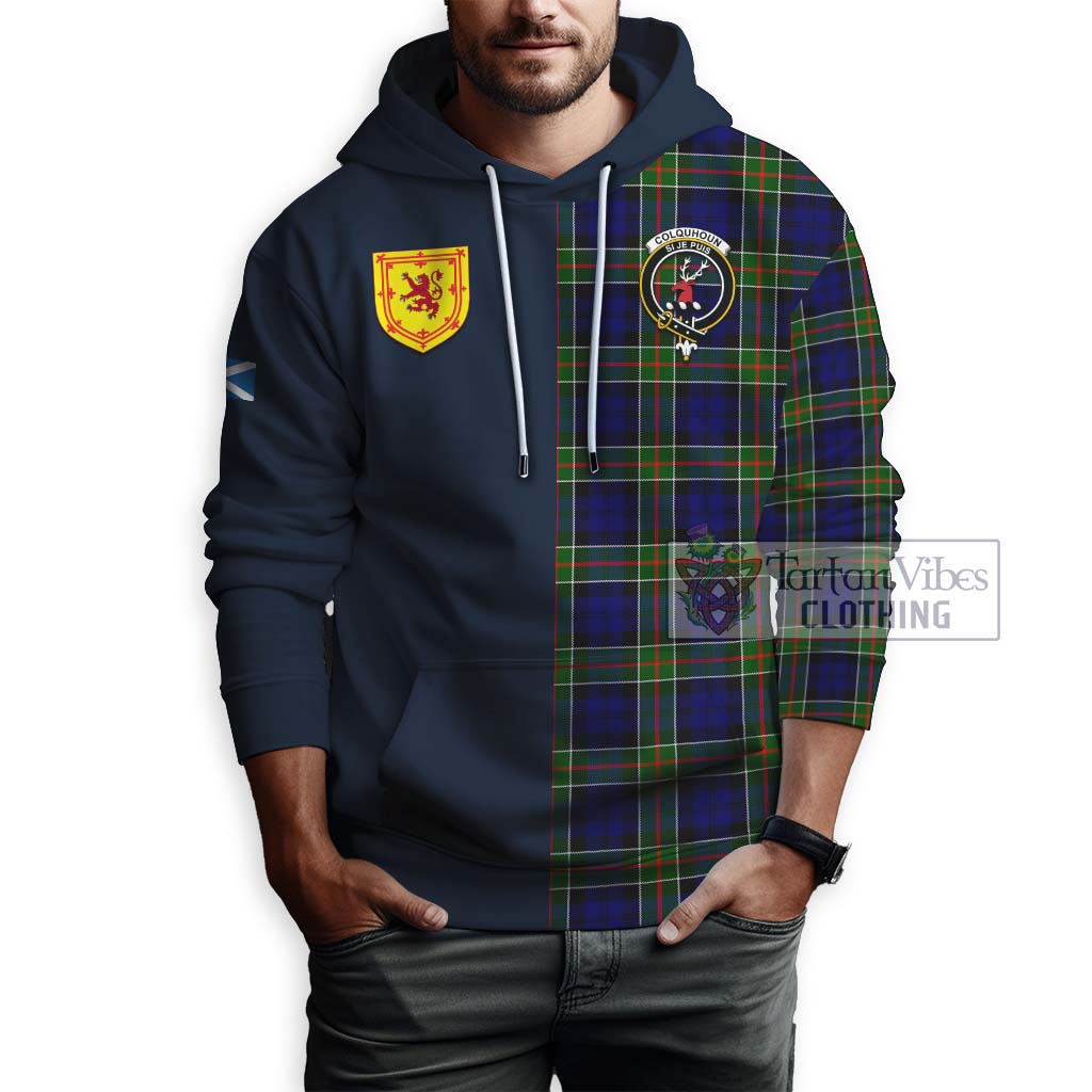 Tartan Vibes Clothing Colquhoun Modern Tartan Hoodie with Scottish Lion Royal Arm Half Style