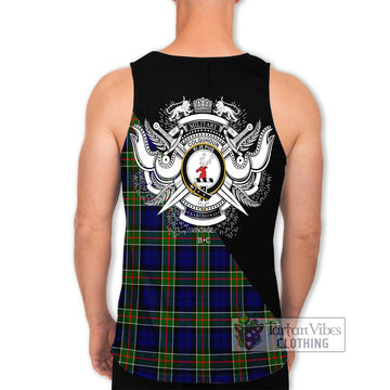 Colquhoun Tartan Men's Tank Top with Family Crest and Military Logo Style