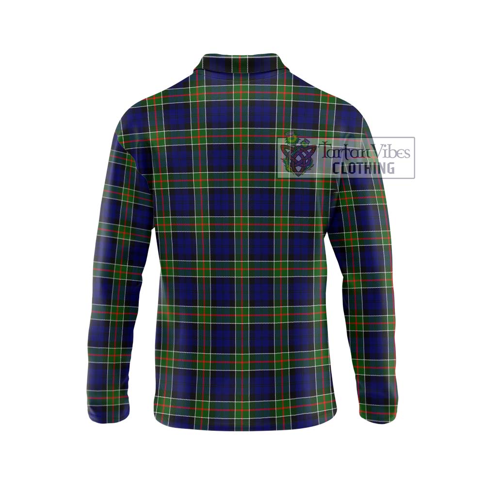 Tartan Vibes Clothing Colquhoun Modern Tartan Long Sleeve Polo Shirt with Family Crest DNA In Me Style