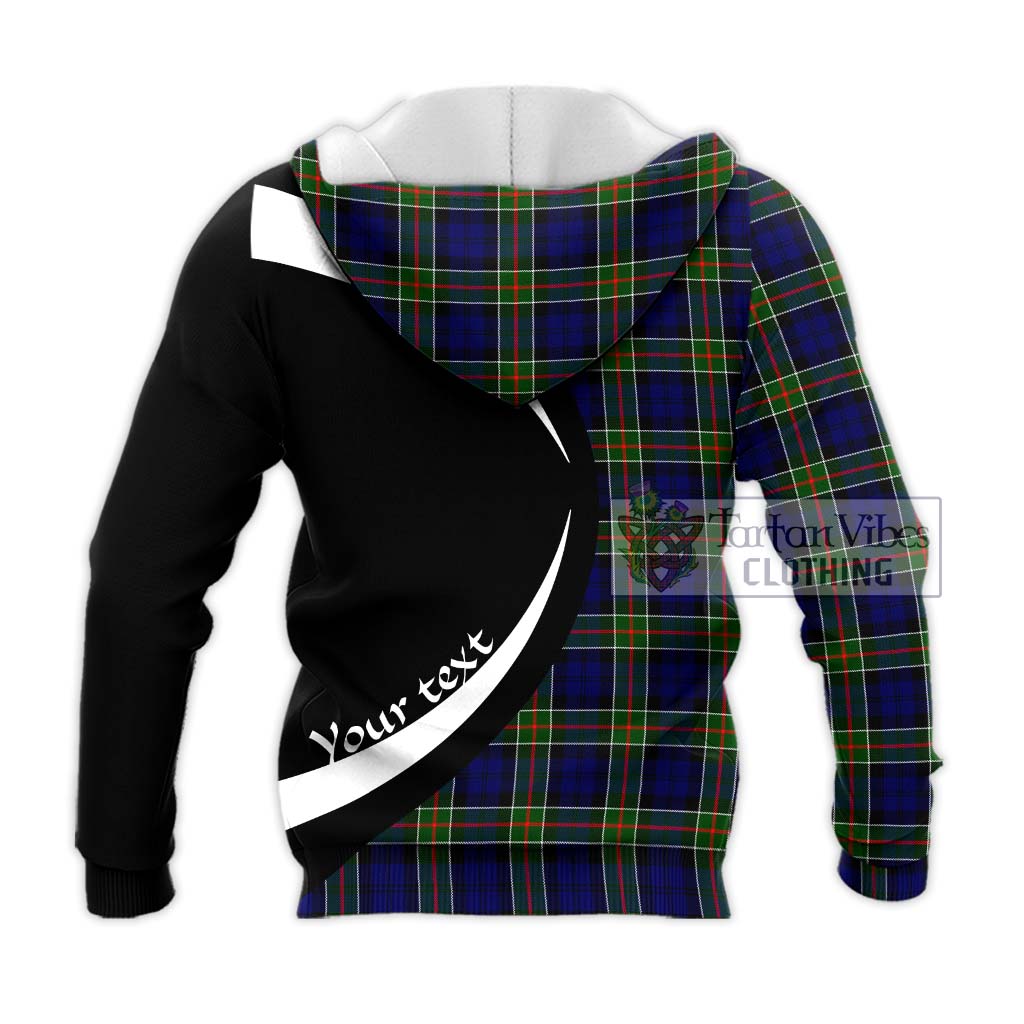 Colquhoun Tartan Knitted Hoodie with Family Crest Circle Style - Tartan Vibes Clothing