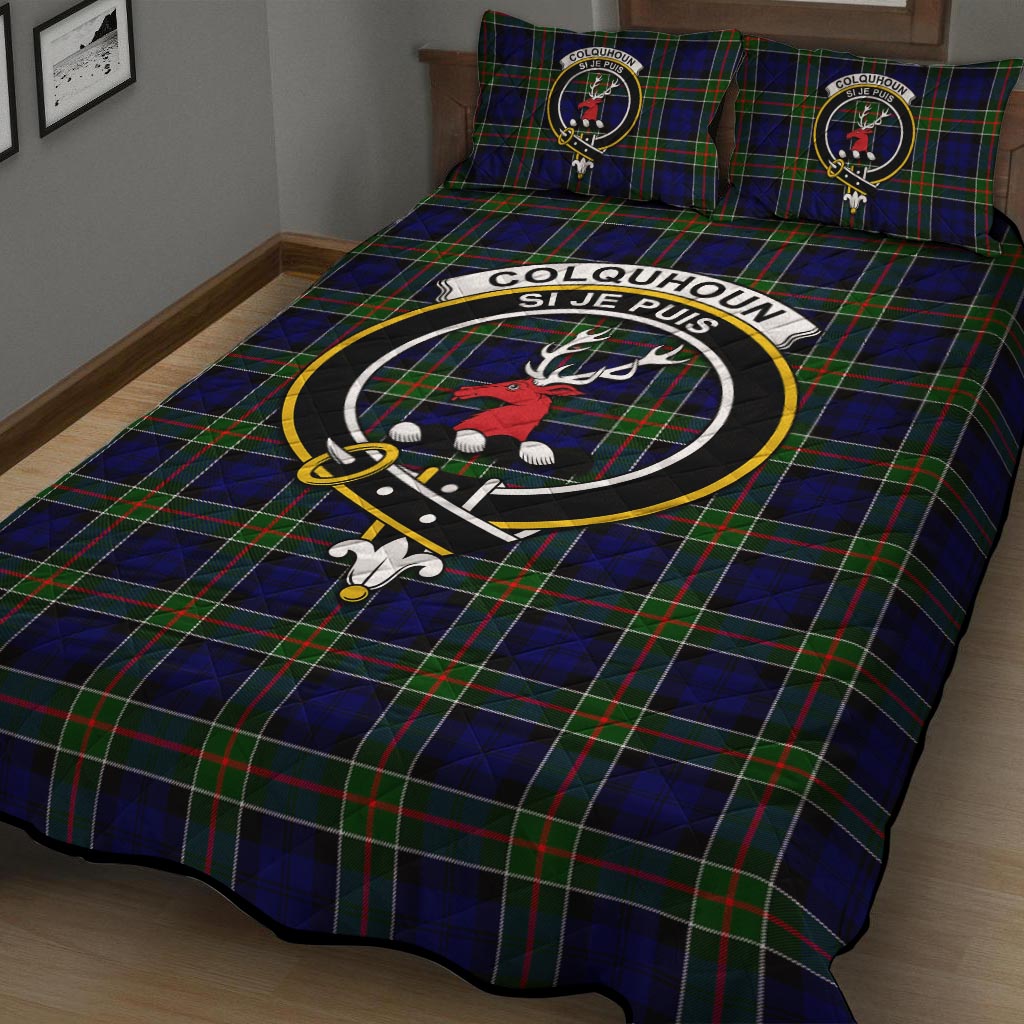 Colquhoun Tartan Quilt Bed Set with Family Crest - Tartan Vibes Clothing