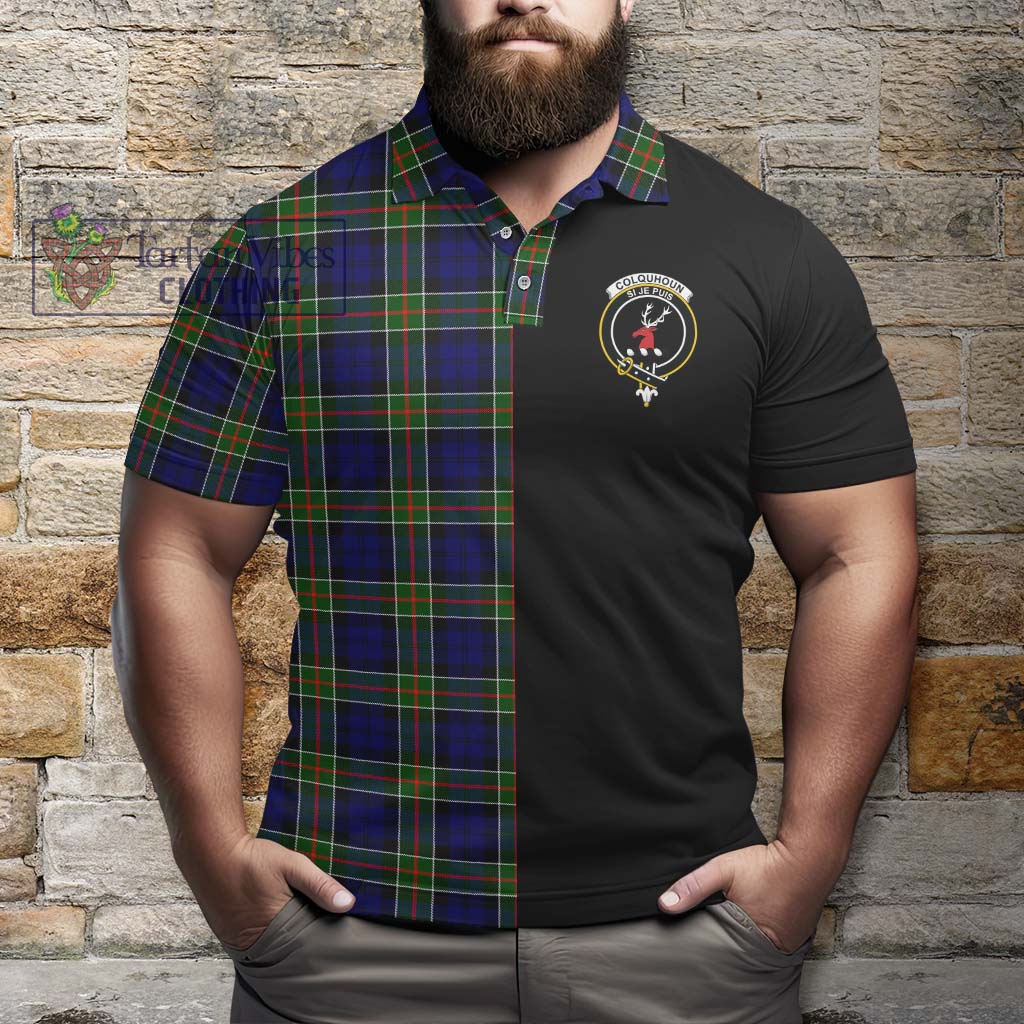 Tartan Vibes Clothing Colquhoun Modern Tartan Polo Shirt with Family Crest and Half Of Me Style