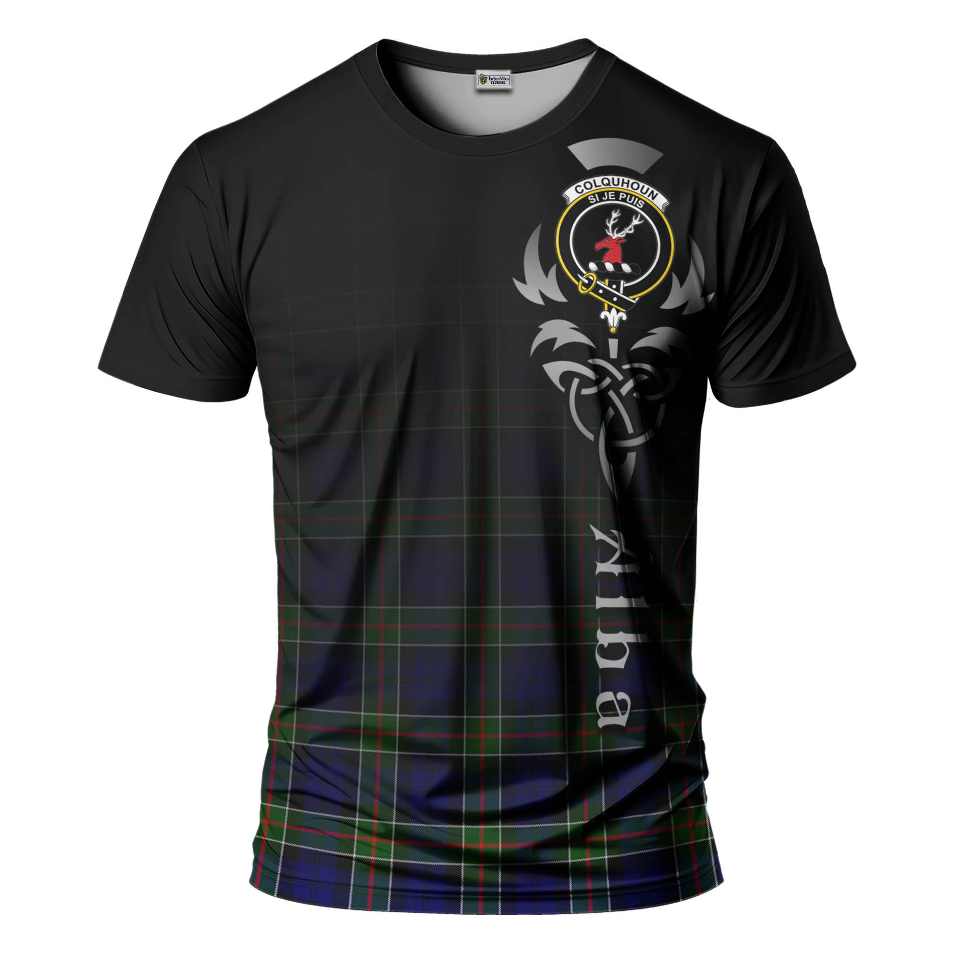 Tartan Vibes Clothing Colquhoun Modern Tartan T-Shirt Featuring Alba Gu Brath Family Crest Celtic Inspired