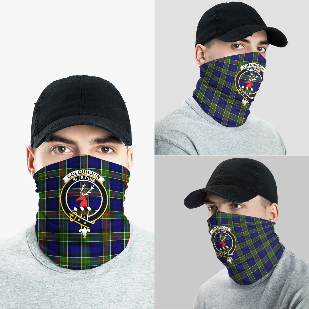 Colquhoun Modern Tartan Neck Gaiters, Tartan Bandanas, Tartan Head Band with Family Crest