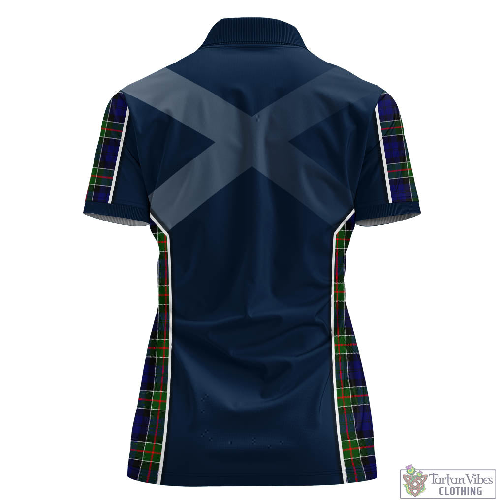 Tartan Vibes Clothing Colquhoun Modern Tartan Women's Polo Shirt with Family Crest and Scottish Thistle Vibes Sport Style