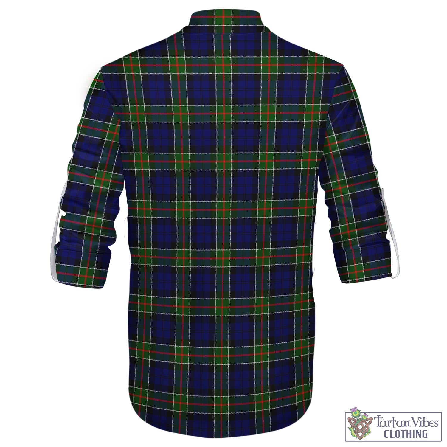 Tartan Vibes Clothing Colquhoun Modern Tartan Men's Scottish Traditional Jacobite Ghillie Kilt Shirt with Family Crest