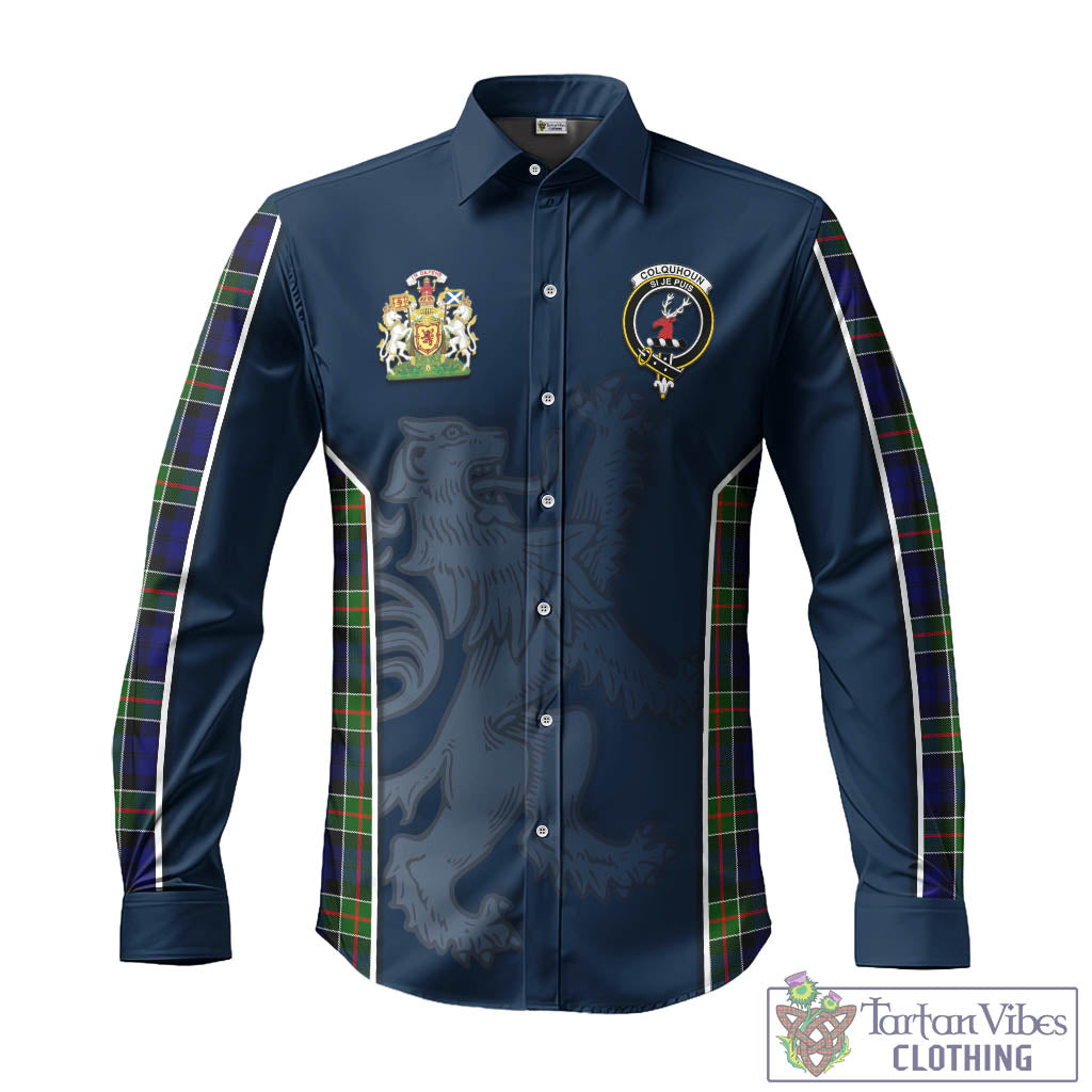 Tartan Vibes Clothing Colquhoun Modern Tartan Long Sleeve Button Up Shirt with Family Crest and Lion Rampant Vibes Sport Style