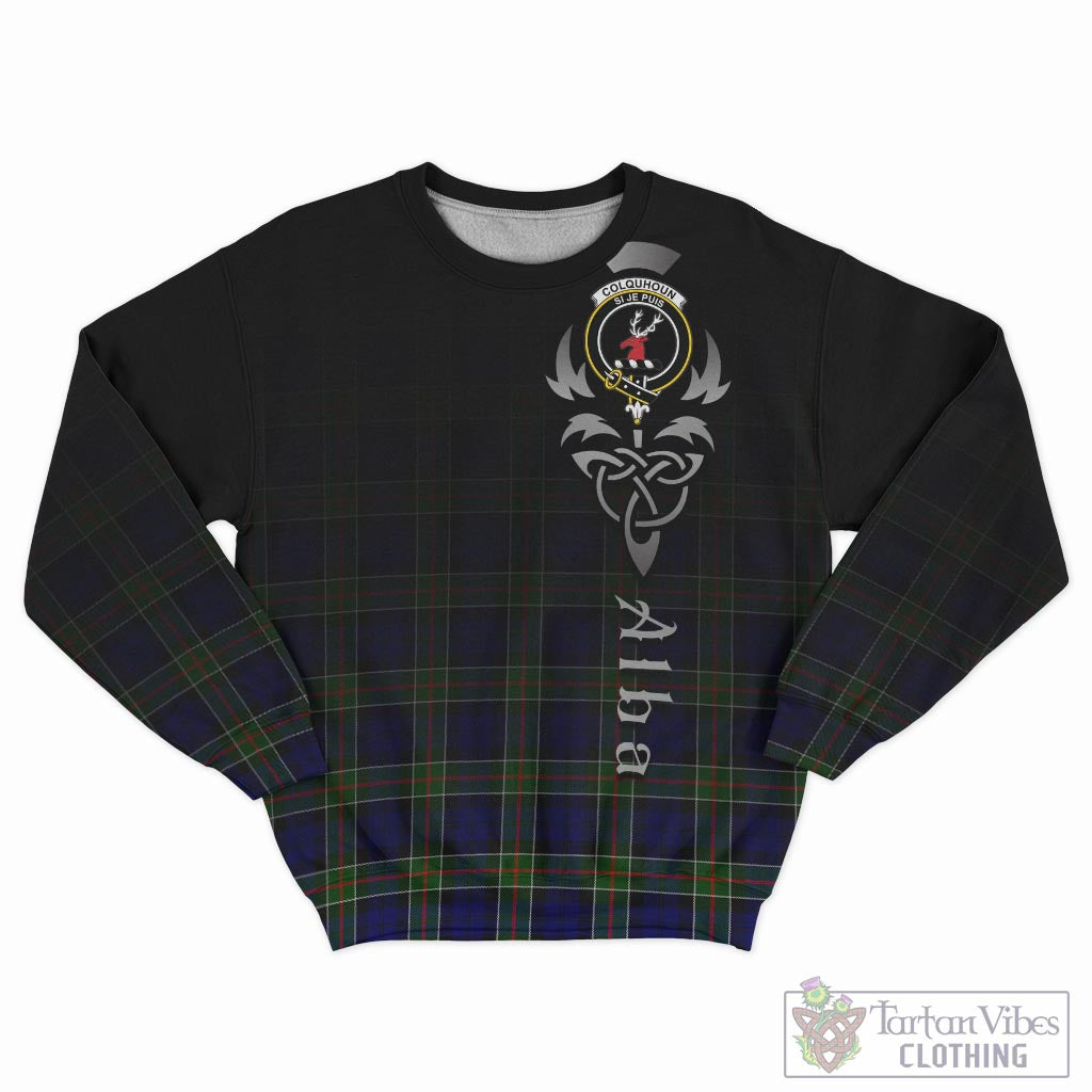 Tartan Vibes Clothing Colquhoun Modern Tartan Sweatshirt Featuring Alba Gu Brath Family Crest Celtic Inspired