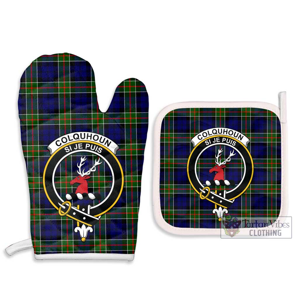 Tartan Vibes Clothing Colquhoun Modern Tartan Combo Oven Mitt & Pot-Holder with Family Crest