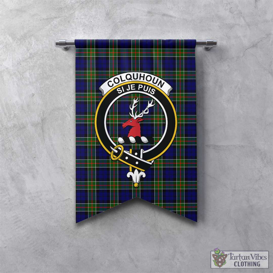 Tartan Vibes Clothing Colquhoun Modern Tartan Gonfalon, Tartan Banner with Family Crest