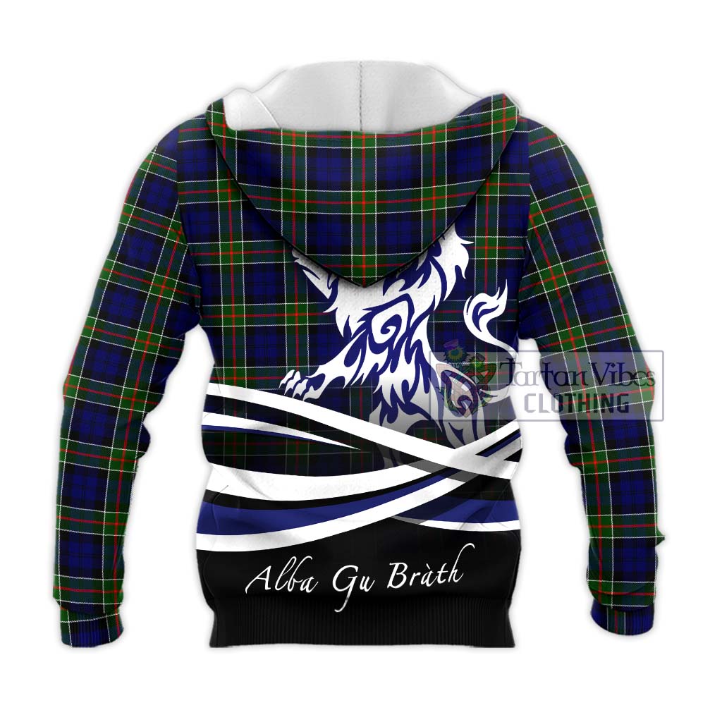 Tartan Vibes Clothing Colquhoun Modern Tartan Knitted Hoodie with Alba Gu Brath Regal Lion Emblem