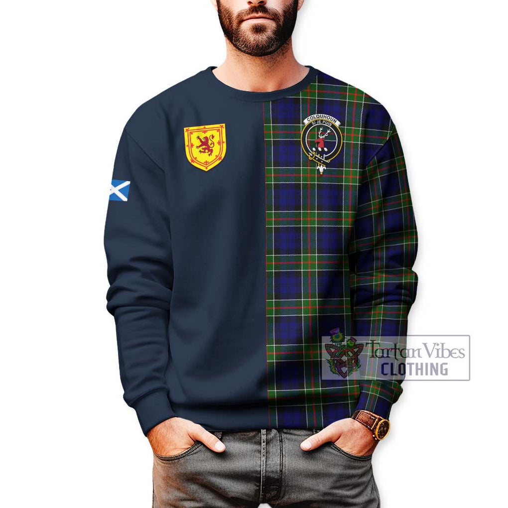 Tartan Vibes Clothing Colquhoun Modern Tartan Sweatshirt with Scottish Lion Royal Arm Half Style