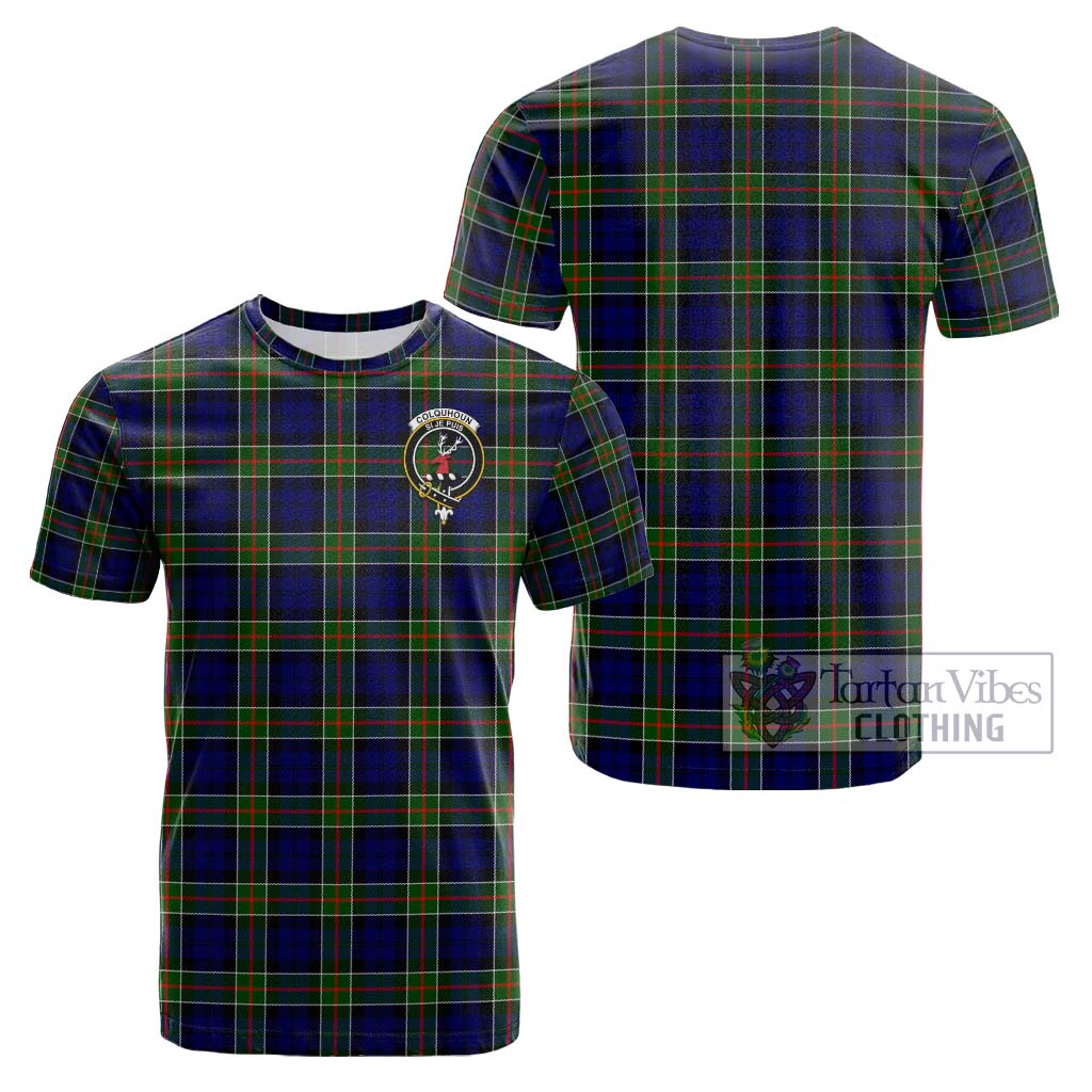 Tartan Vibes Clothing Colquhoun Modern Tartan Cotton T-Shirt with Family Crest