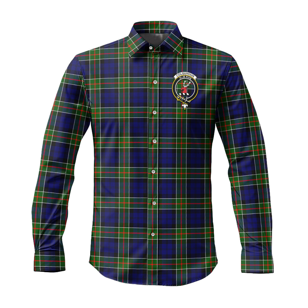 colquhoun-modern-tartan-long-sleeve-button-up-shirt-with-family-crest