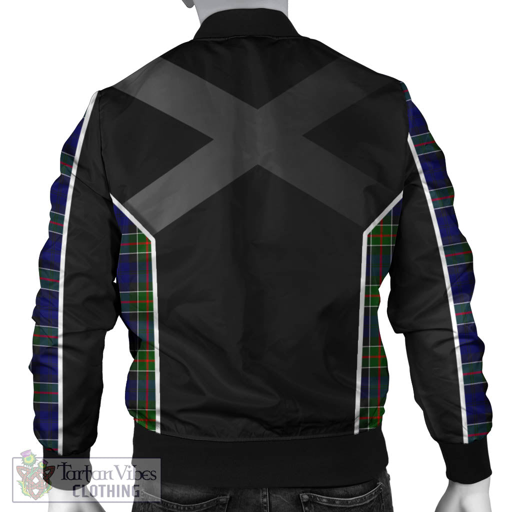 Tartan Vibes Clothing Colquhoun Modern Tartan Bomber Jacket with Family Crest and Scottish Thistle Vibes Sport Style