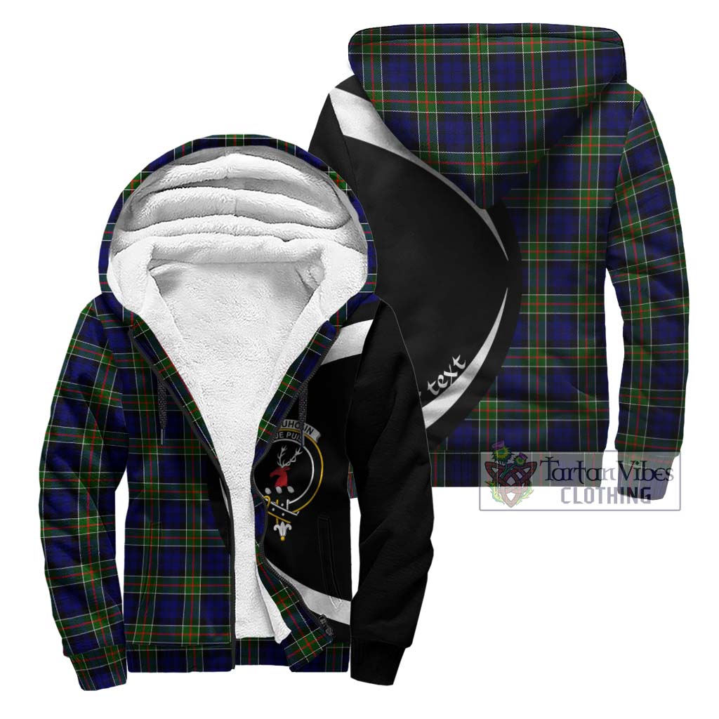 Colquhoun Tartan Sherpa Hoodie with Family Crest Circle Style Unisex - Tartan Vibes Clothing