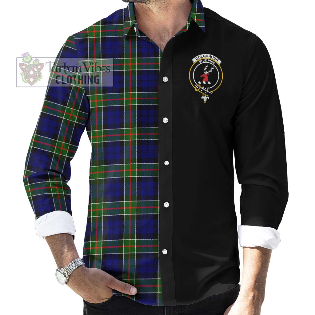 Tartan Vibes Clothing Colquhoun Modern Tartan Long Sleeve Button Shirt with Family Crest and Half Of Me Style