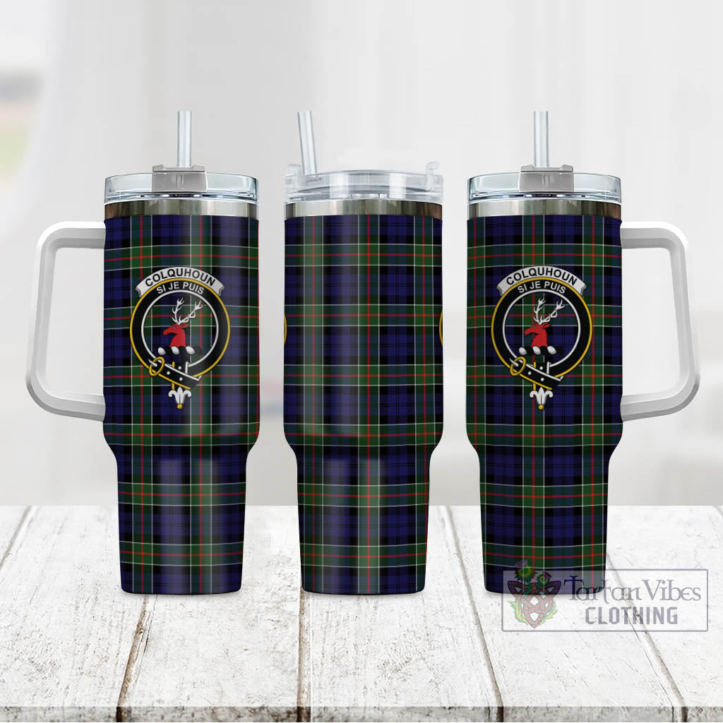 Tartan Vibes Clothing Colquhoun Modern Tartan and Family Crest Tumbler with Handle