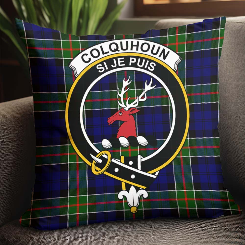 Colquhoun Modern Tartan Pillow Cover with Family Crest - Tartanvibesclothing