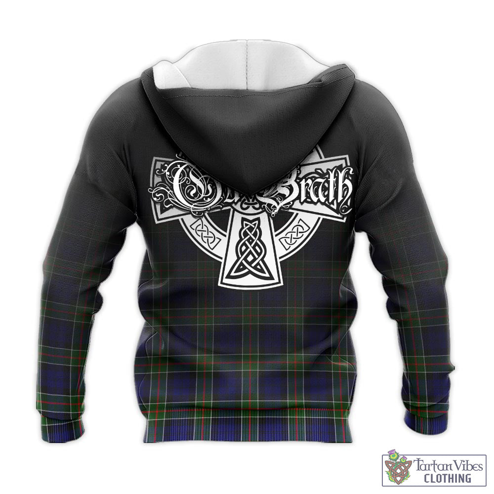 Tartan Vibes Clothing Colquhoun Modern Tartan Knitted Hoodie Featuring Alba Gu Brath Family Crest Celtic Inspired