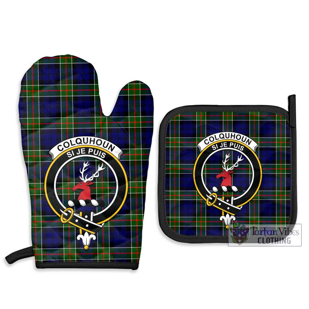 Tartan Vibes Clothing Colquhoun Modern Tartan Combo Oven Mitt & Pot-Holder with Family Crest