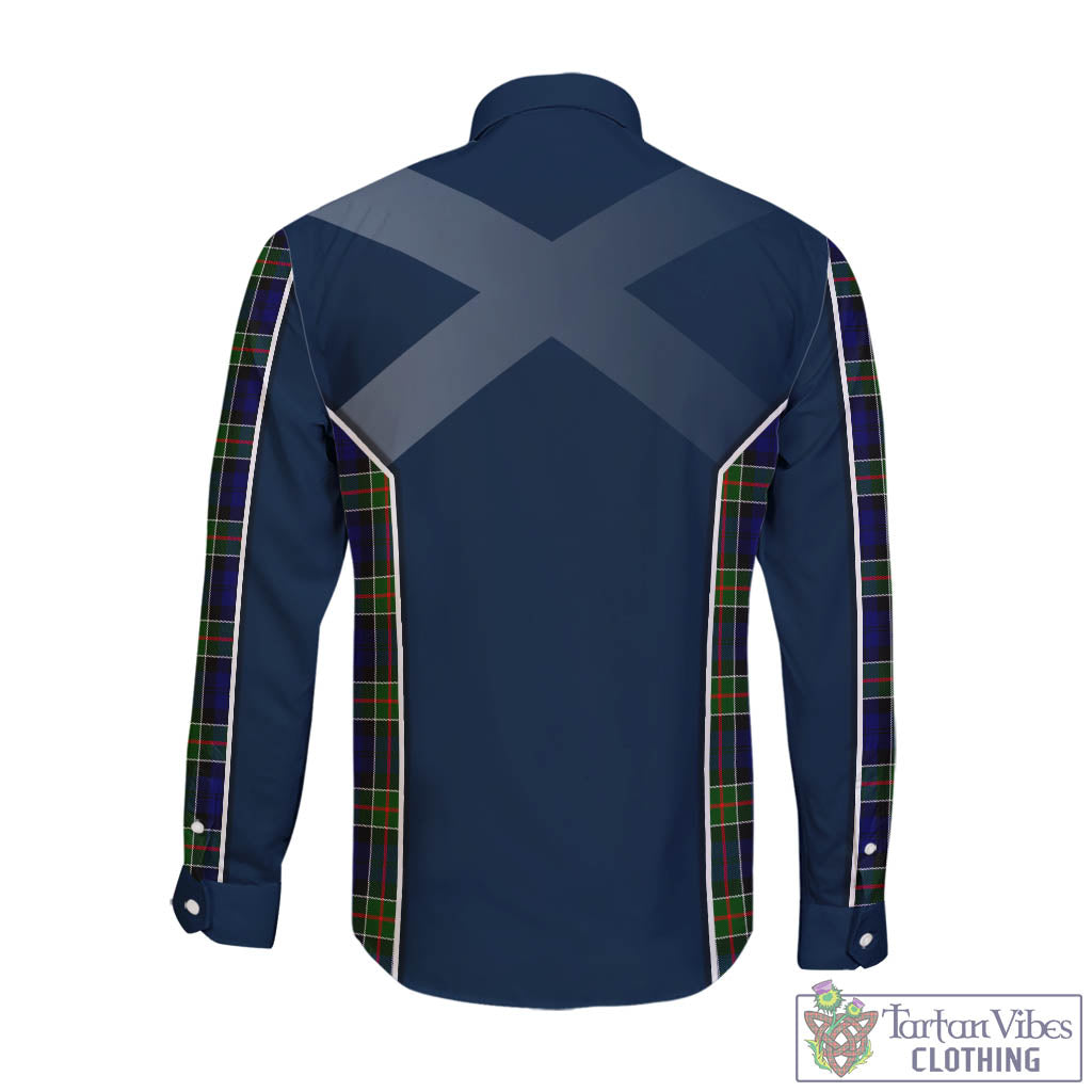 Tartan Vibes Clothing Colquhoun Modern Tartan Long Sleeve Button Up Shirt with Family Crest and Scottish Thistle Vibes Sport Style