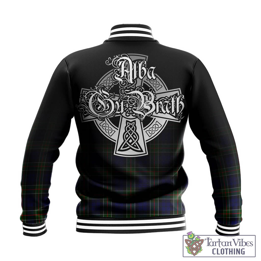 Tartan Vibes Clothing Colquhoun Modern Tartan Baseball Jacket Featuring Alba Gu Brath Family Crest Celtic Inspired