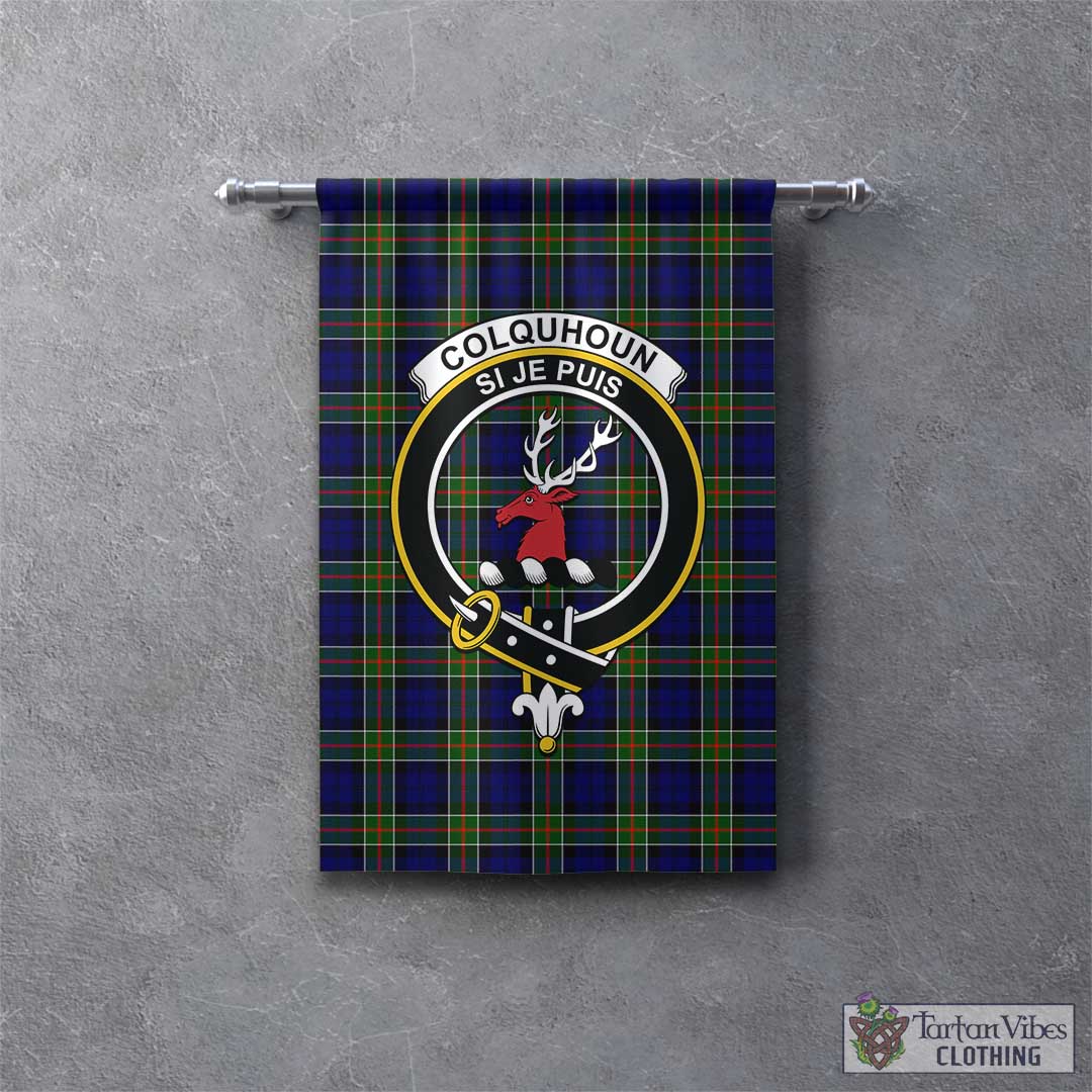 Tartan Vibes Clothing Colquhoun Modern Tartan Gonfalon, Tartan Banner with Family Crest