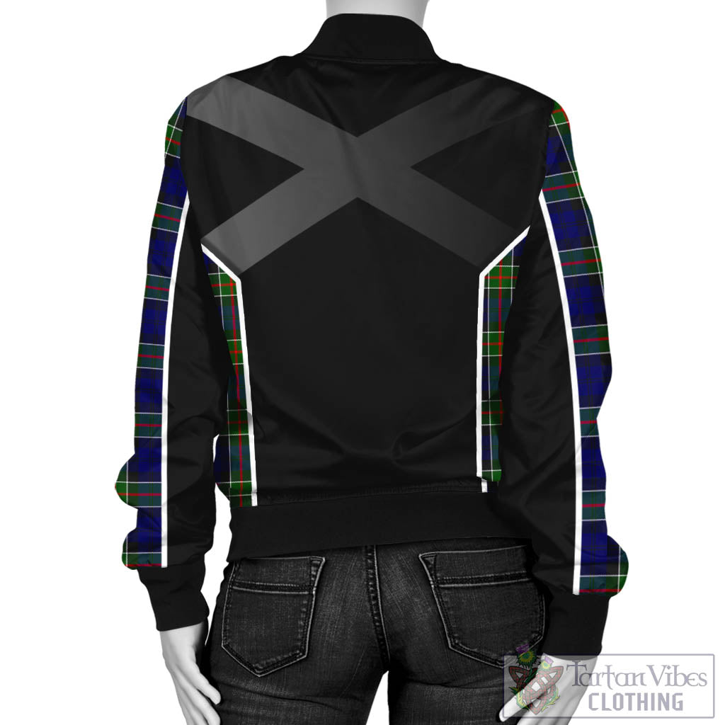 Tartan Vibes Clothing Colquhoun Modern Tartan Bomber Jacket with Family Crest and Scottish Thistle Vibes Sport Style