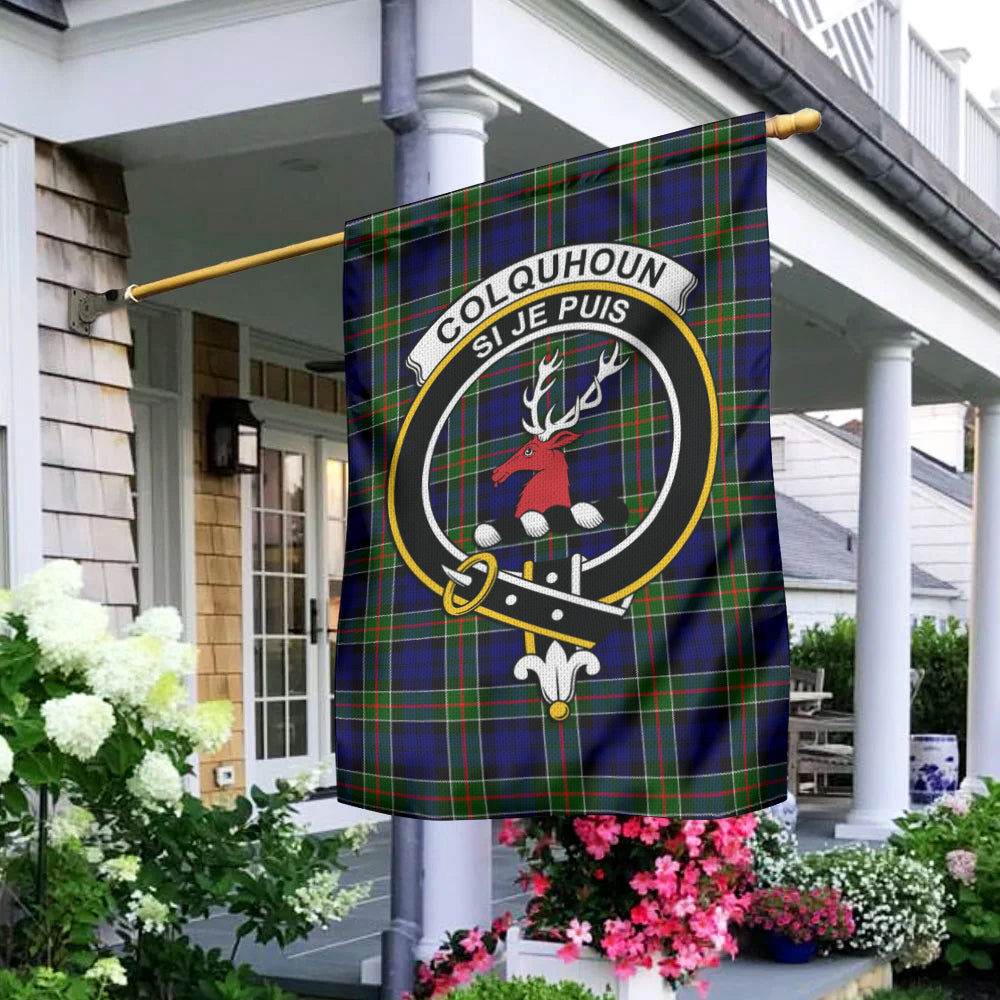 Colquhoun Tartan Flag with Family Crest - Tartan Vibes Clothing