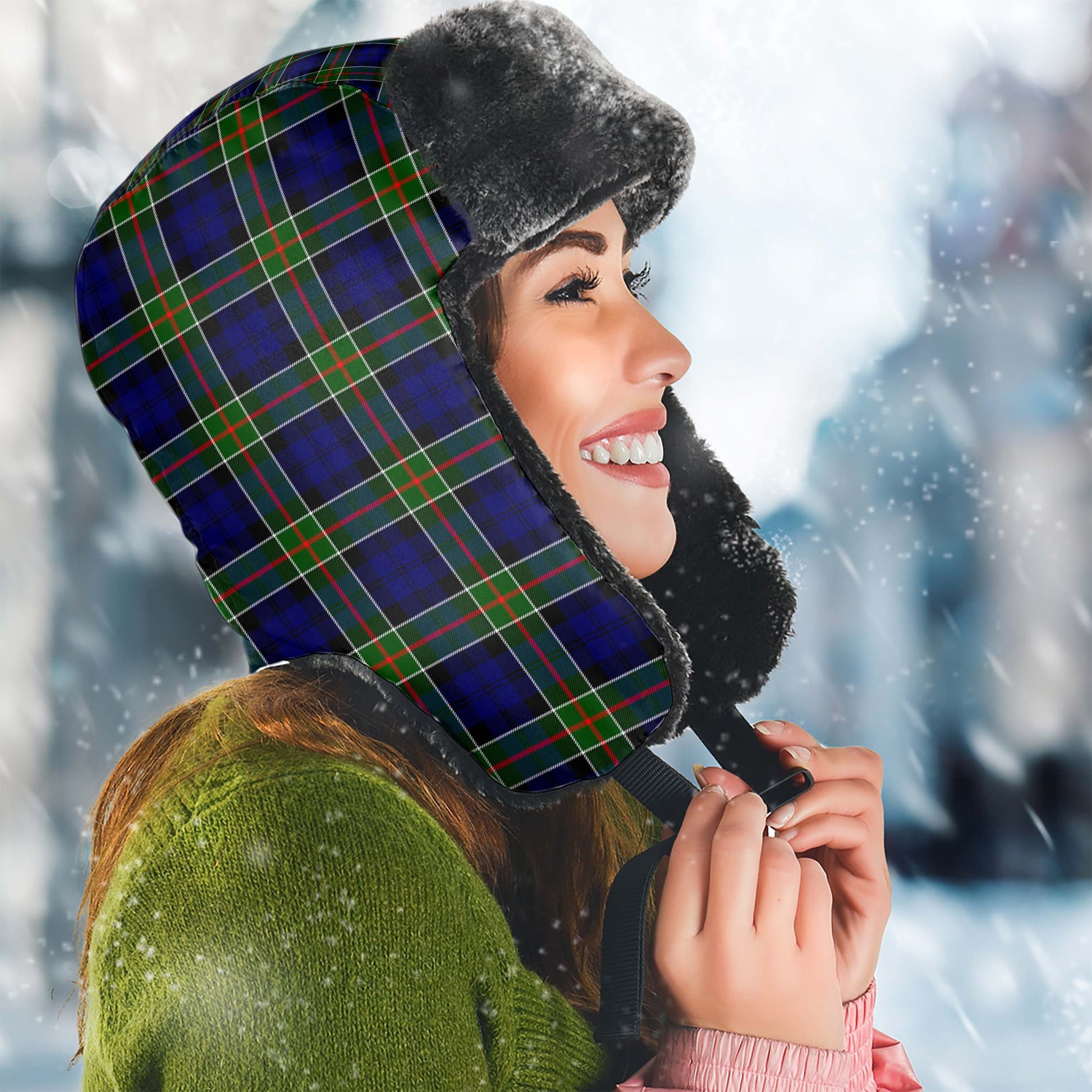 Colquhoun Modern Tartan Winter Trapper Hat - Tartanvibesclothing