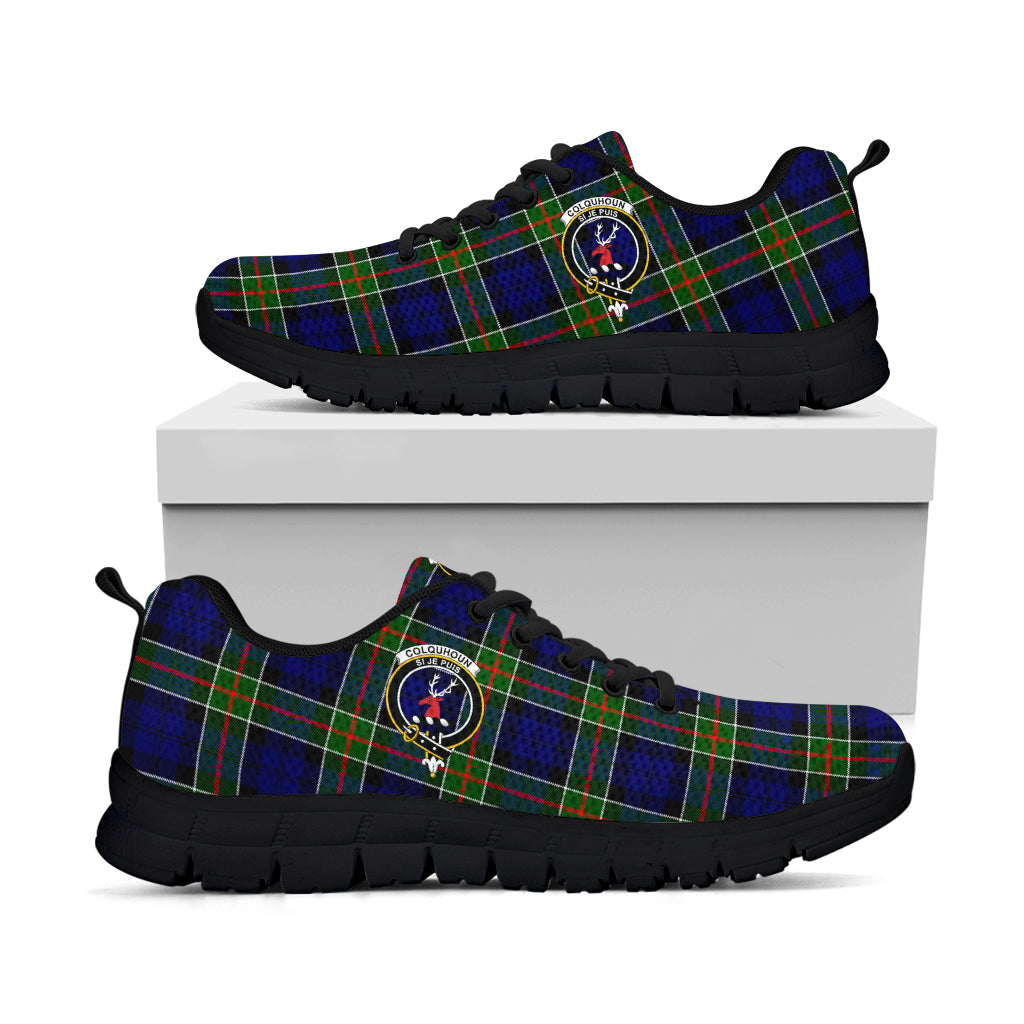 Colquhoun Tartan Sneakers with Family Crest - Tartan Vibes Clothing