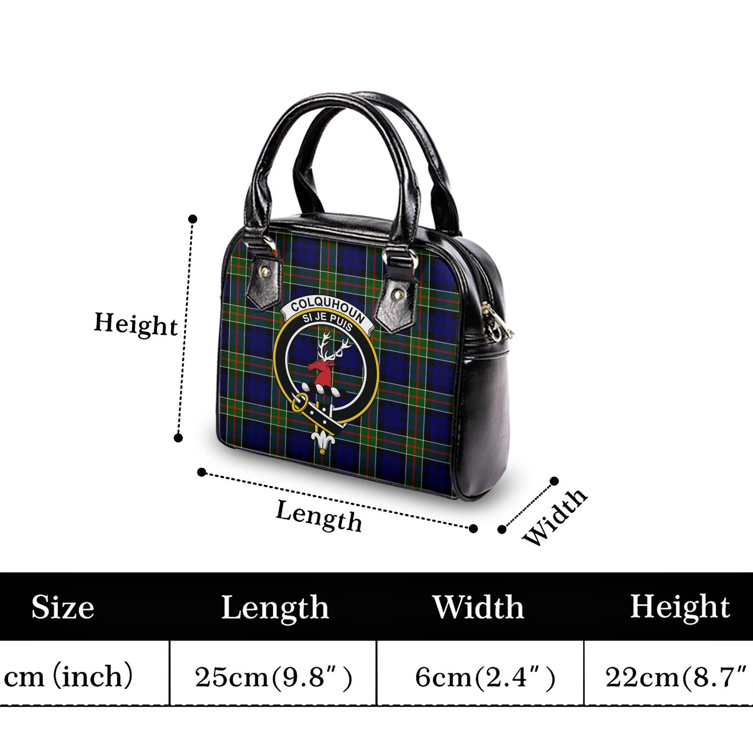 Colquhoun Modern Tartan Shoulder Handbags with Family Crest - Tartanvibesclothing