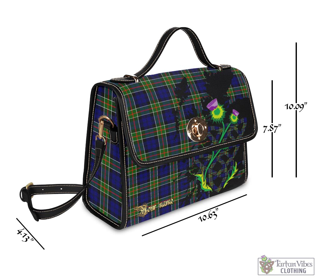 Tartan Vibes Clothing Colquhoun Modern Tartan Waterproof Canvas Bag with Scotland Map and Thistle Celtic Accents