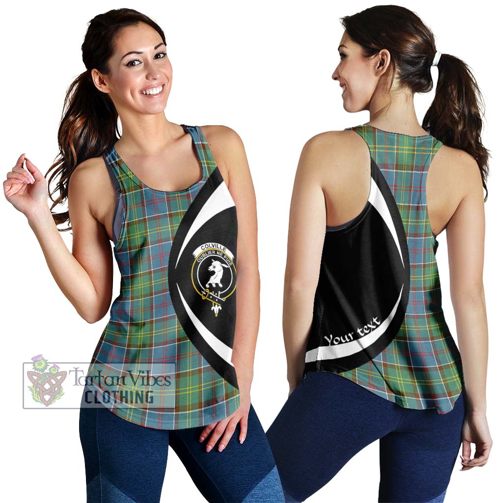 Colville Tartan Women's Racerback Tanks with Family Crest Circle Style 4XL - Tartan Vibes Clothing