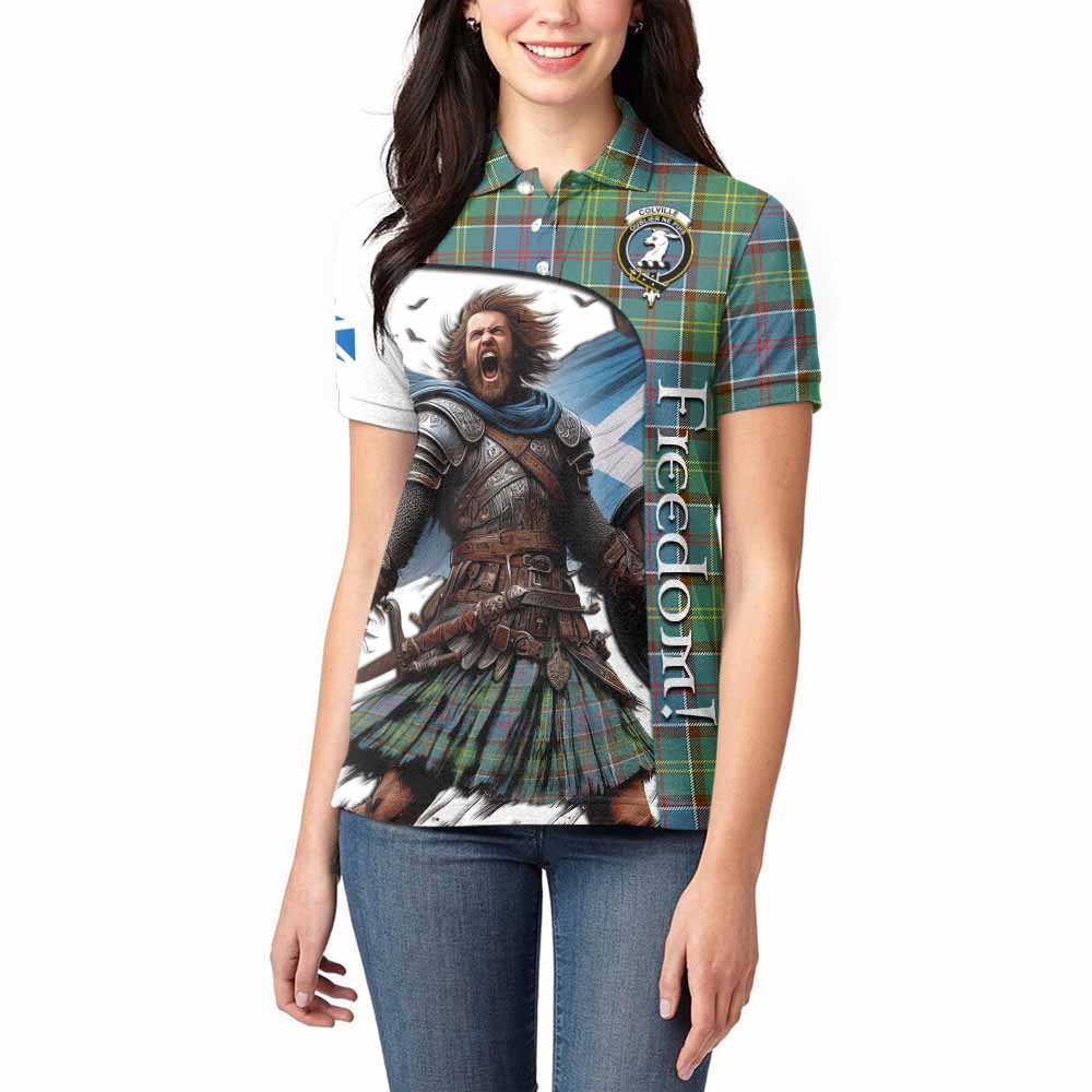 Tartan Vibes Clothing Colville Crest Tartan Women's Polo Shirt Inspired by the Freedom of Scottish Warrior