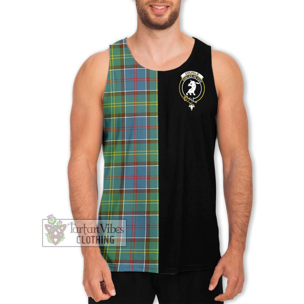 Colville Tartan Men's Tank Top with Family Crest and Half Of Me Style Men - Tartanvibesclothing Shop