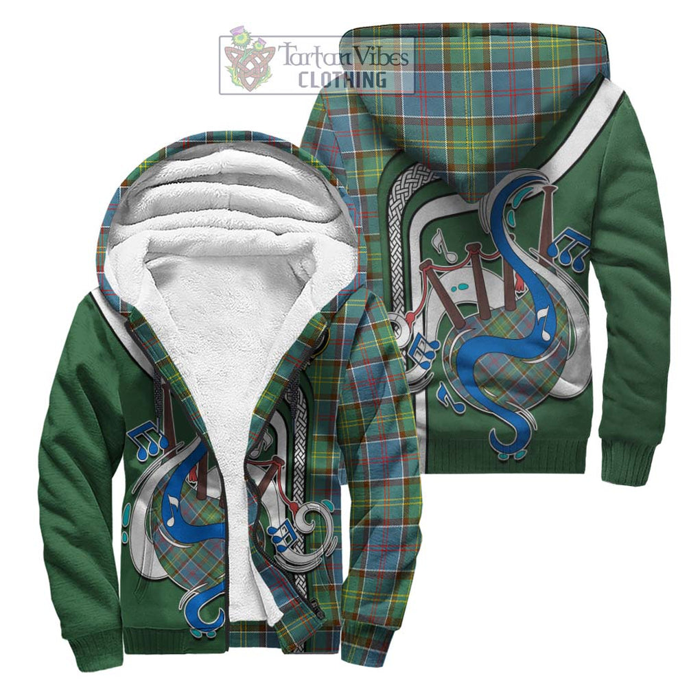 Colville Tartan Sherpa Hoodie with Epic Bagpipe Style Unisex S - Tartanvibesclothing Shop