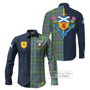 Colville Tartan Long Sleeve Button Shirt Alba with Scottish Lion Royal Arm Half Style