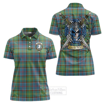 Colville Tartan Women's Polo Shirt with Family Crest Celtic Skull Style