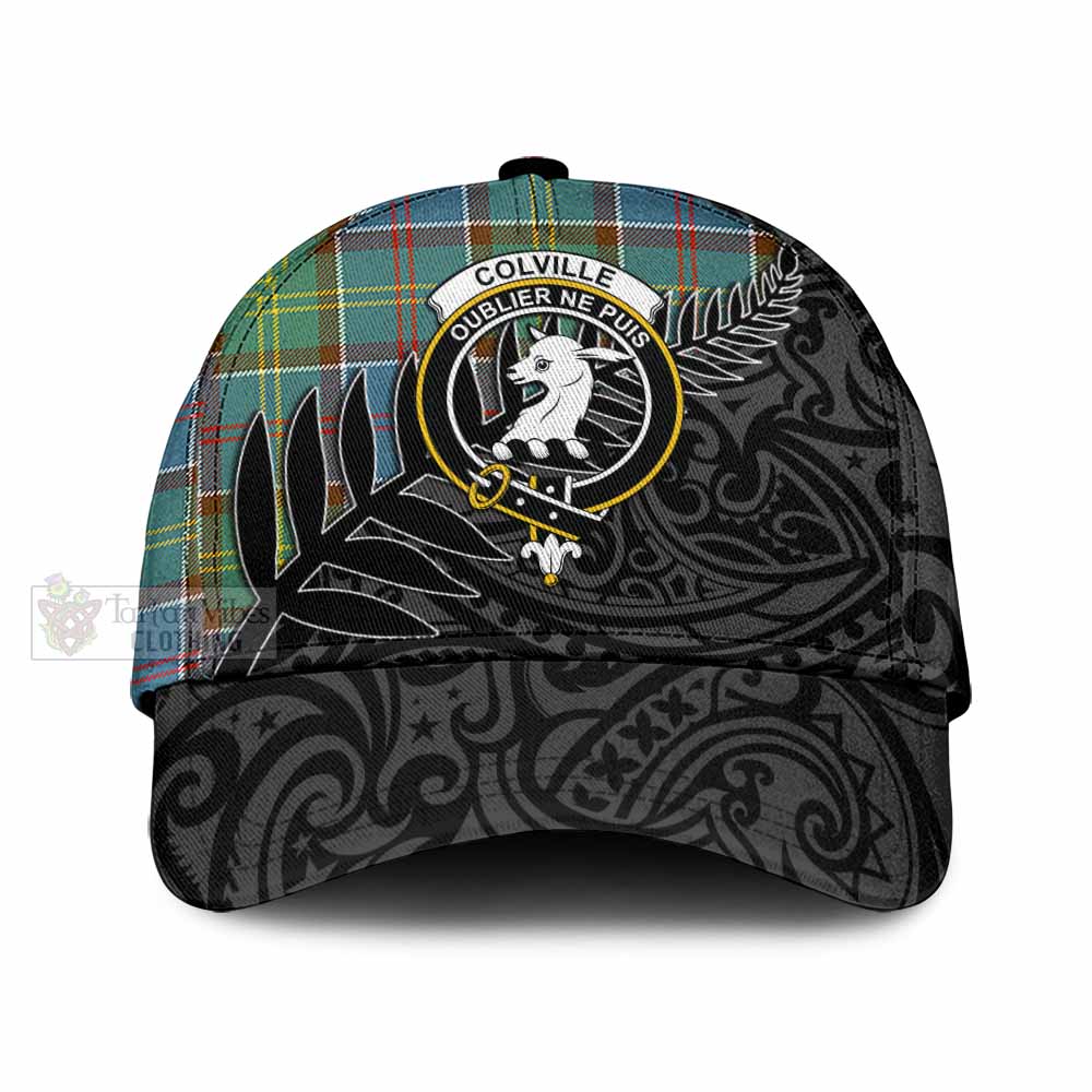 Tartan Vibes Clothing Colville Tartan Classic Cap with New Zealand Silver Fern Half Style