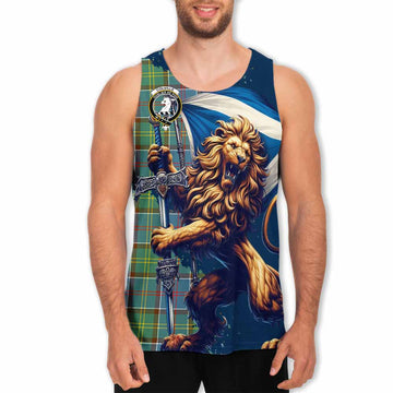 Colville Tartan Family Crest Men's Tank Top with Scottish Majestic Lion