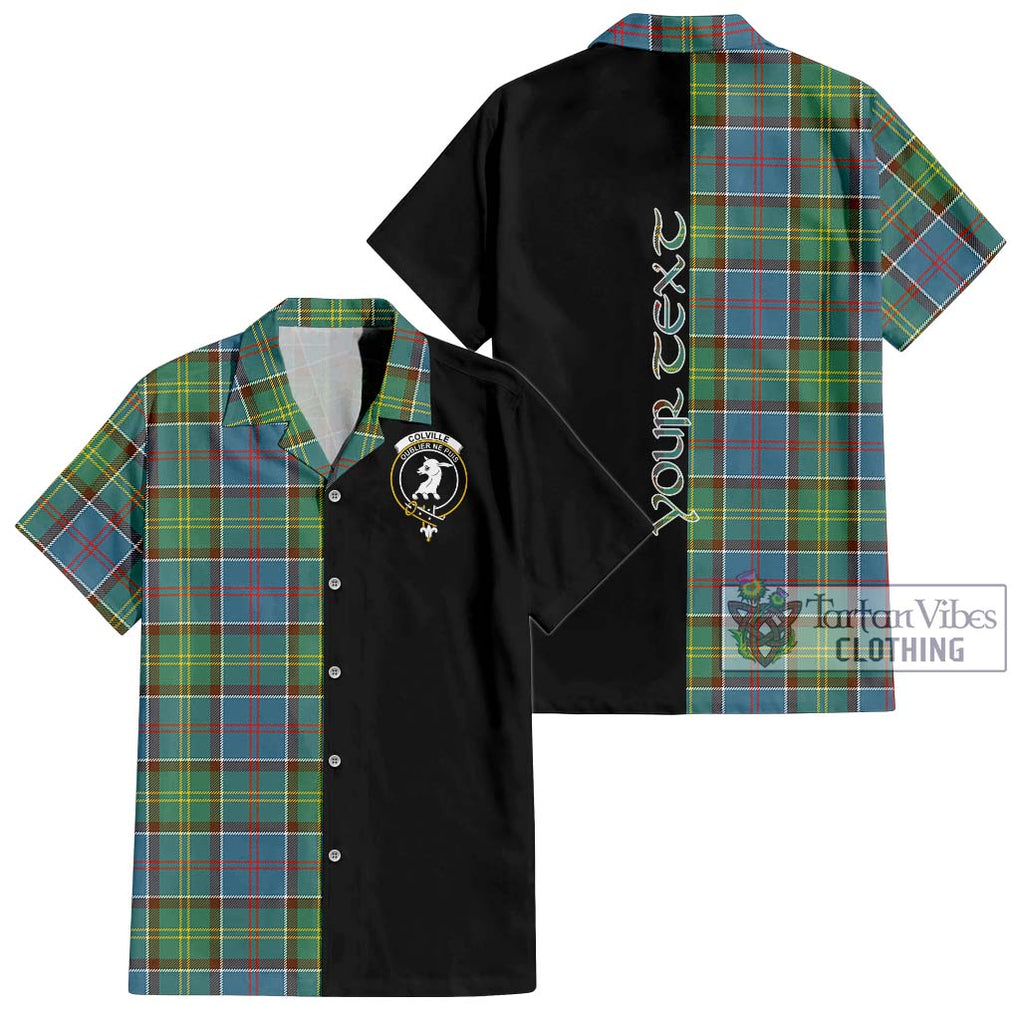 Colville Tartan Short Sleeve Button Shirt with Family Crest and Half Of Me Style Kid - Tartanvibesclothing Shop